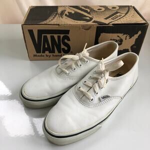 Vans Vintage Women’s White Leather Sneakers Shoes Size 7 1994 USA Made w/box
